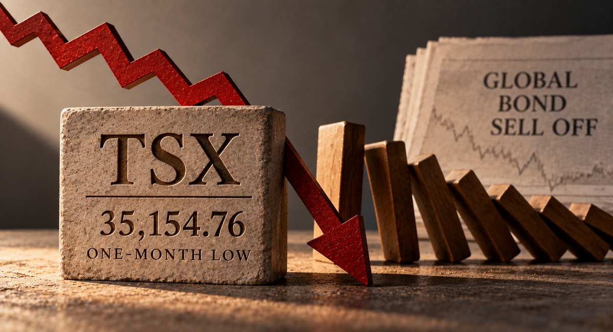 TSX Closes at a One-Month Low of 35,154.76 as Four Straight Declines Follow a Global Bond Selloff